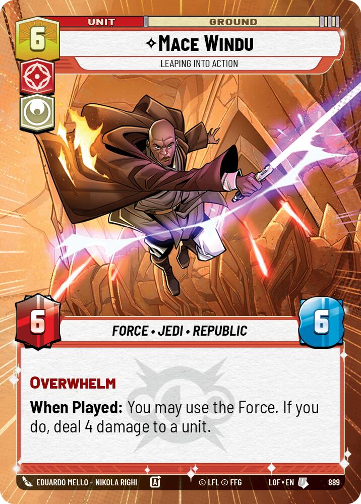 Mace Windu - Leaping into Action (889) (Hyperspace Foil) (889) [Legends of the Force] - The Mythic Store | 24h Order Processing