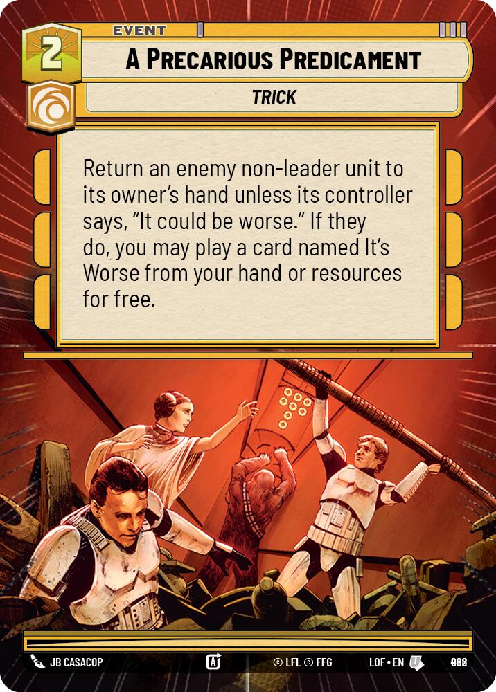A Precarious Predicament (962) (Hyperspace Foil) (962) [Legends of the Force] - The Mythic Store | 24h Order Processing