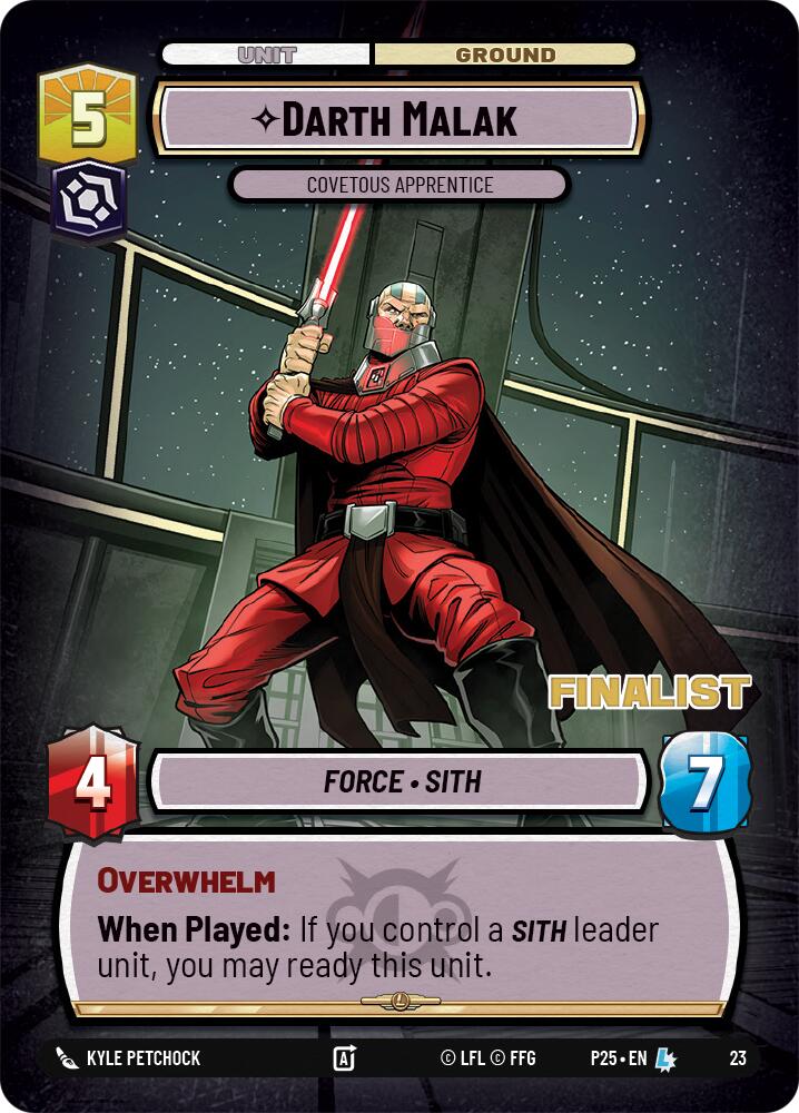 Darth Malak - Covetous Apprentice (Finalist) (23) (23) [Organized Play Promos] - The Mythic Store | 24h Order Processing