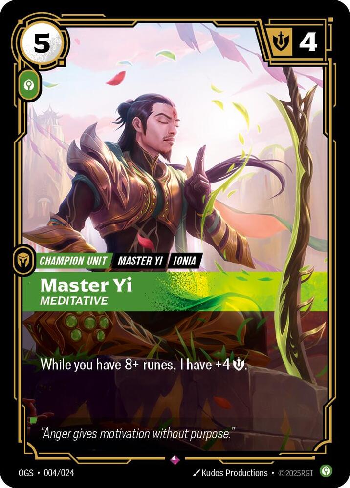 Master Yi - Meditative (004/024) [Origins: Proving Grounds] - The Mythic Store | 24h Order Processing