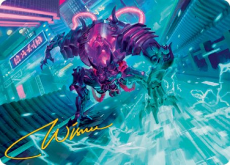 Surgehacker Mech Art Card (Gold-Stamped Signature) [Kamigawa: Neon Dynasty Art Series] - The Mythic Store | 24h Order Processing