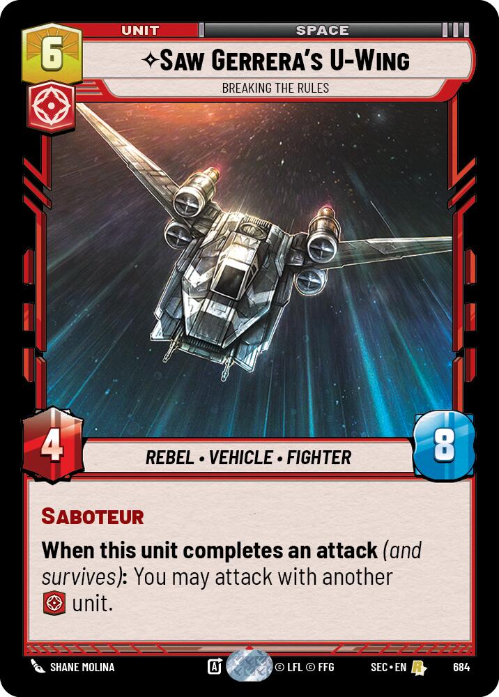 Saw Gerrera's U-Wing - Wing (684) - Breaking the Rules (Foil) (684) (684) [Secrets of Power] - The Mythic Store | 24h Order Processing