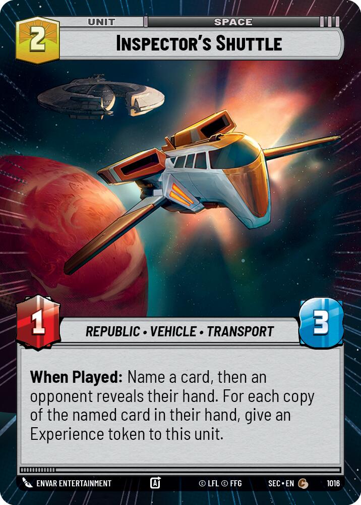 Inspector's Shuttle (1016) (Hyperspace Foil) (1016) [Secrets of Power] - The Mythic Store | 24h Order Processing