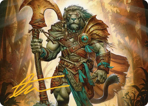 Ajani, Outland Chaperone Art Card (Gold-Stamped Signature) [Lorwyn Eclipsed Art Series] - The Mythic Store | 24h Order Processing