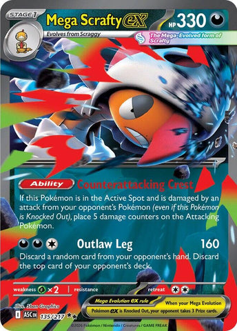 Mega Scrafty ex (135/217) [Mega Evolution: Ascended Heroes] - The Mythic Store | 24h Order Processing