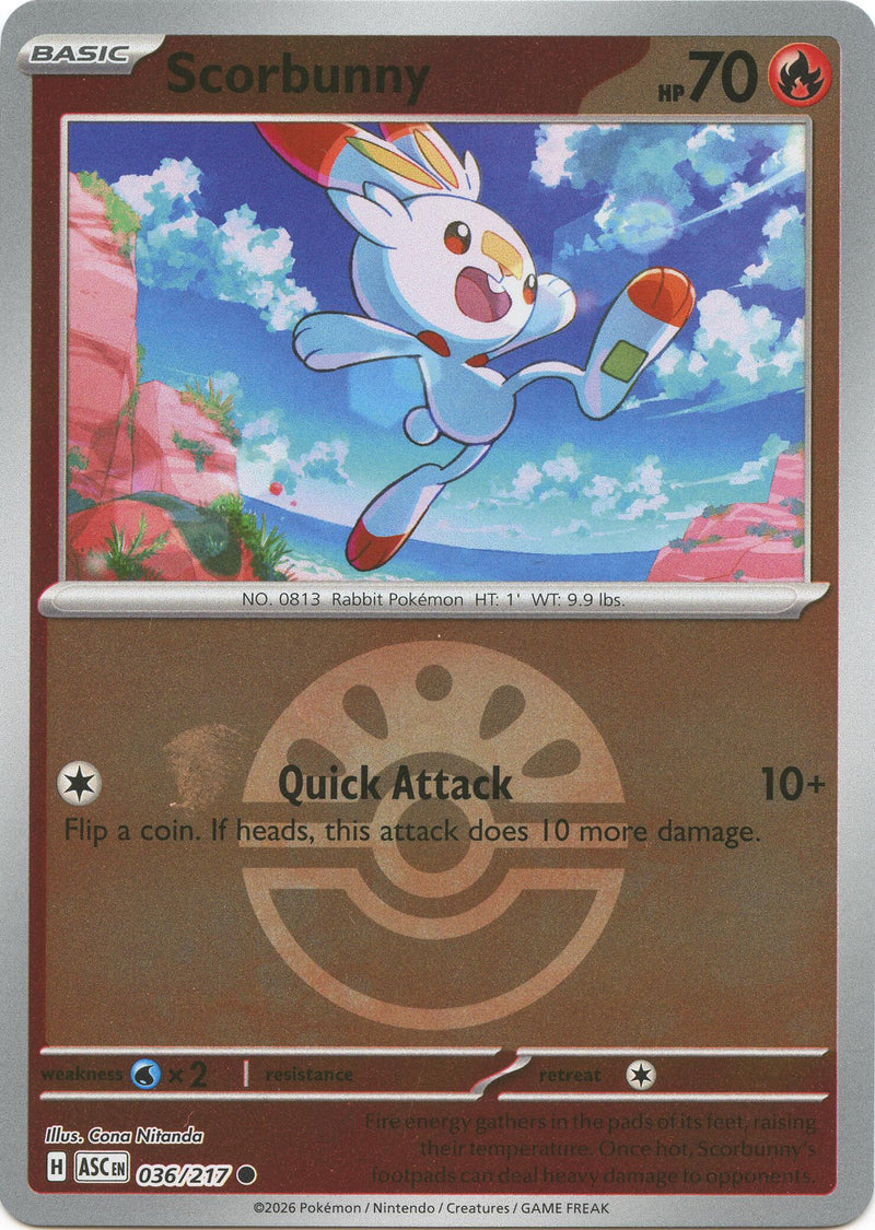 Scorbunny (036/217) (Friend Ball) [Mega Evolution: Ascended Heroes] - The Mythic Store | 24h Order Processing