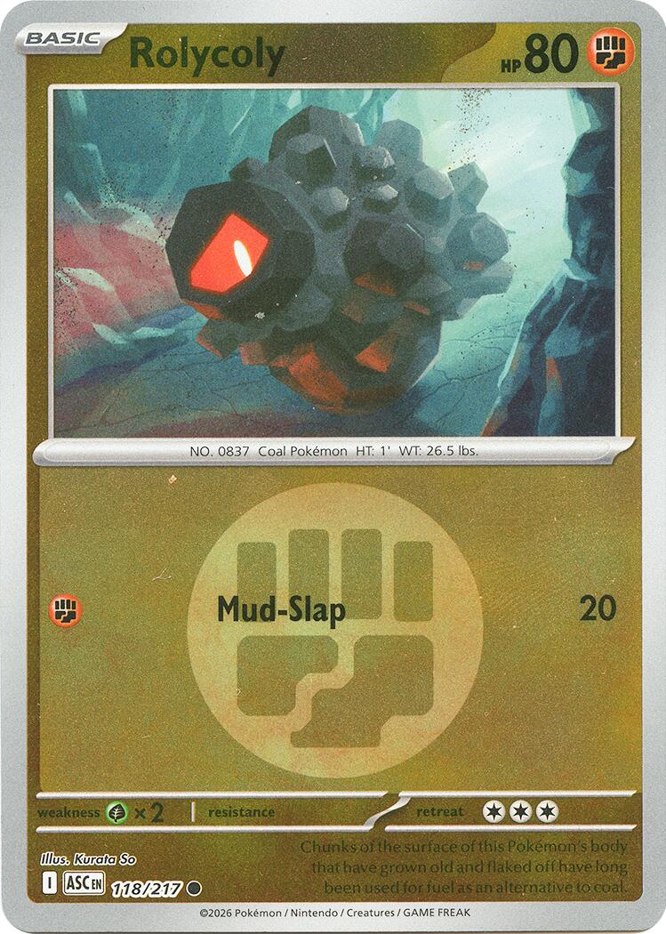 Rolycoly (118/217) (Energy Symbol Pattern) [Mega Evolution: Ascended Heroes] - The Mythic Store | 24h Order Processing