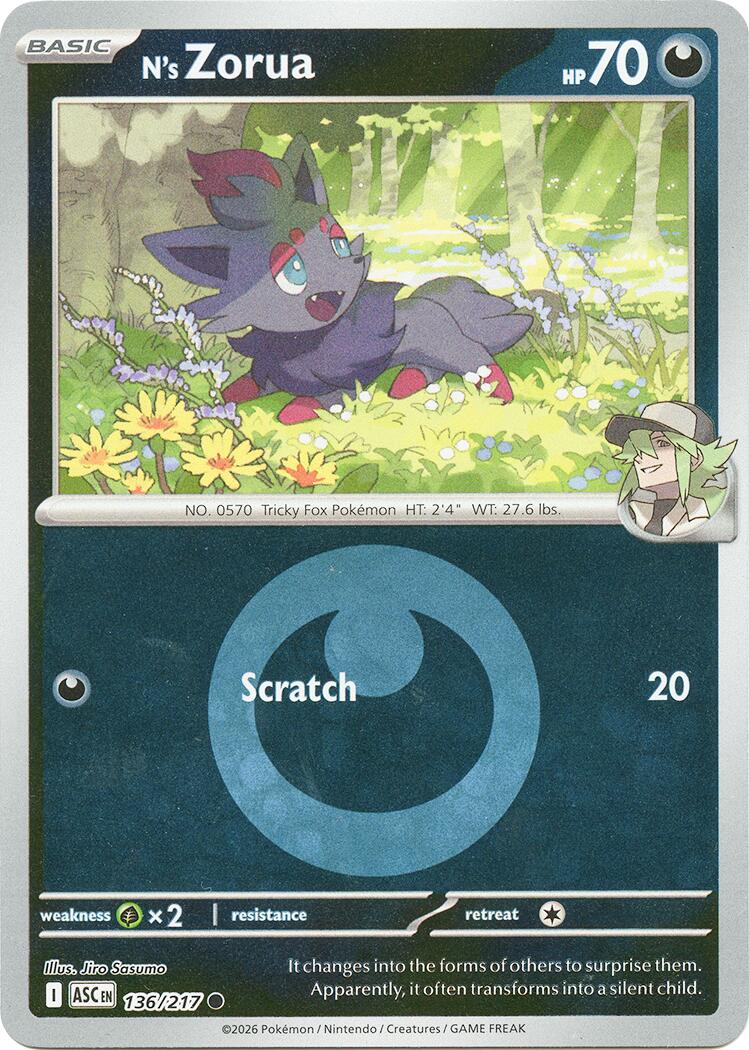 N's Zorua (136/217) (Energy Symbol Pattern) [Mega Evolution: Ascended Heroes] - The Mythic Store | 24h Order Processing