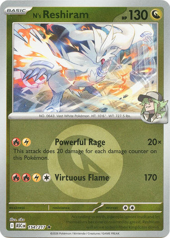 N's Reshiram (154/217) (Energy Symbol Pattern) [Mega Evolution: Ascended Heroes] - The Mythic Store | 24h Order Processing
