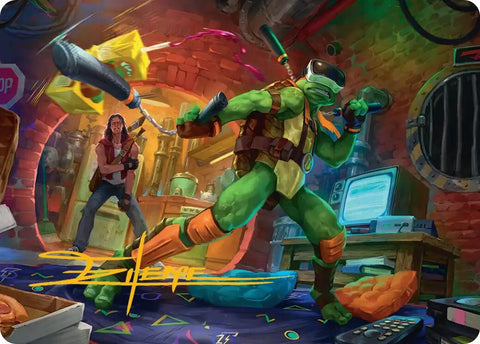 Michelangelo, Game Master Art Card (Gold-Stamped Signature) [Teenage Mutant Ninja Turtles Art Series] - The Mythic Store | 24h Order Processing