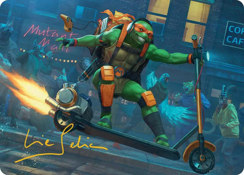 Michelangelo, On the Scene Art Card (Gold-Stamped Signature) [Teenage Mutant Ninja Turtles Art Series] - The Mythic Store | 24h Order Processing