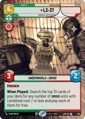 L3-37 - Radical Instigator (565) (Hyperspace Foil) (565) [A Lawless Time] - The Mythic Store | 24h Order Processing