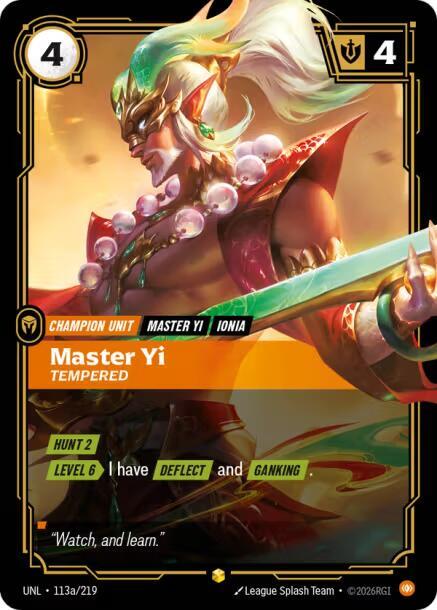 Master Yi - Tempered (Alternate Art) (113a/219) [Unleashed] - The Mythic Store | 24h Order Processing