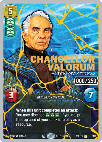 Chancellor Valorum - Civil Servant (1142) (Serialized) (Gold) (1142) [Secrets of Power] - The Mythic Store | 24h Order Processing