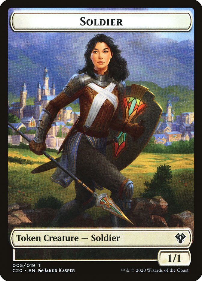 Human Soldier (005) // Drake Double-Sided Token [Commander 2020 Tokens] - The Mythic Store | 24h Order Processing