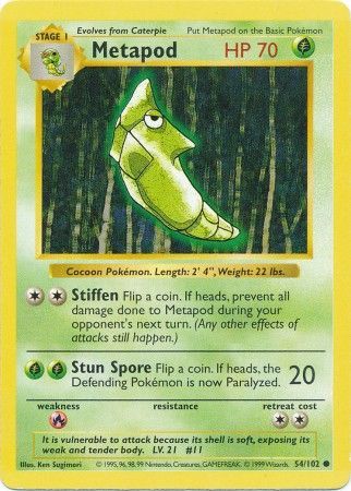 Metapod (54/102) [Base Set Shadowless Unlimited] - The Mythic Store | 24h Order Processing