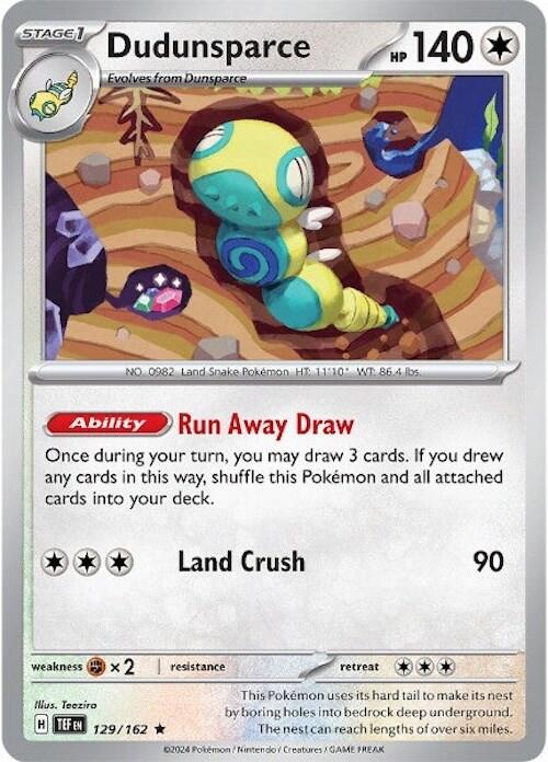 Dudunsparce (129/162) (Non-Holo) (Deck Exclusive) [Scarlet & Violet: Temporal Forces] - The Mythic Store | 24h Order Processing