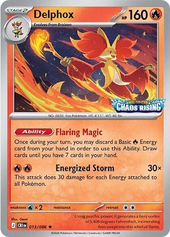Delphox (013/086) (Chaos Rising Stamped) [Miscellaneous Cards] - The Mythic Store | 24h Order Processing