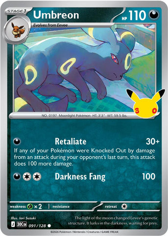 Umbreon (091/128) [Mega Evolution: 30th Celebration] - The Mythic Store | 24h Order Processing