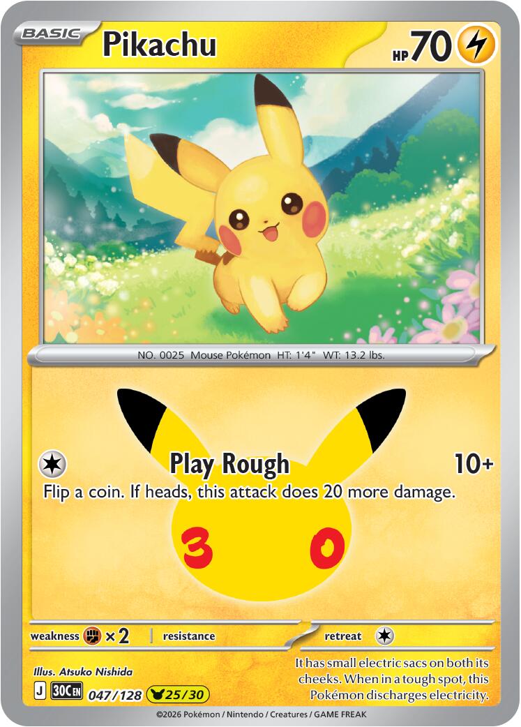 Pikachu (047/128) [Mega Evolution: 30th Celebration] - The Mythic Store | 24h Order Processing