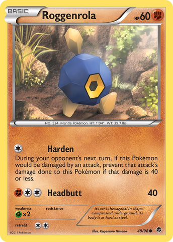Roggenrola (49/98) (Cracked Ice Holo) (Blister Exclusive) [Black & White: Emerging Powers] - The Mythic Store | 24h Order Processing