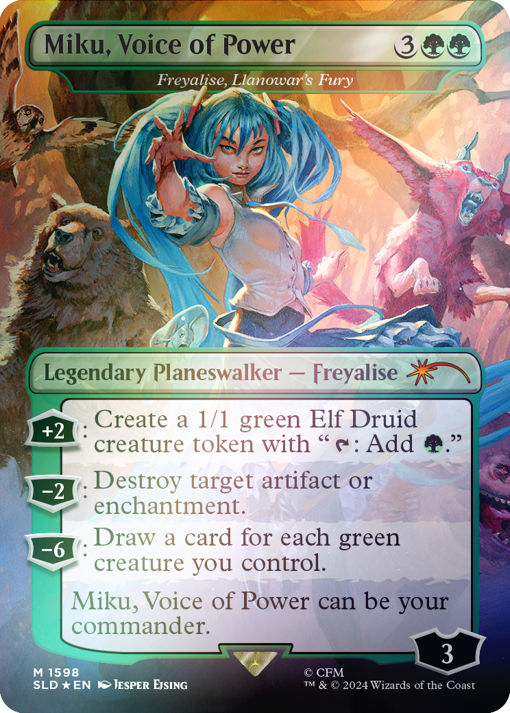 Miku, Voice of Power - Freyalise, Llanowar's Fury (Rainbow Foil) [Secret Lair Drop Series] - The Mythic Store | 24h Order Processing