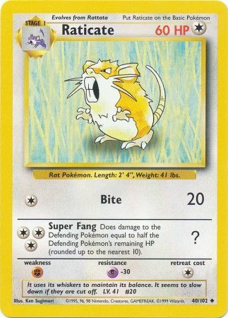 Raticate (40/102) [Base Set Unlimited] - The Mythic Store | 24h Order Processing