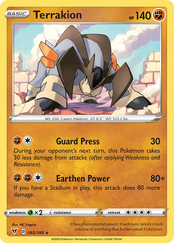 Terrakion (092/185) [Sword & Shield: Vivid Voltage] - The Mythic Store | 24h Order Processing