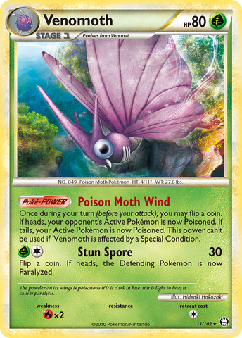 Venomoth (11/102) [HeartGold & SoulSilver: Triumphant] - The Mythic Store | 24h Order Processing
