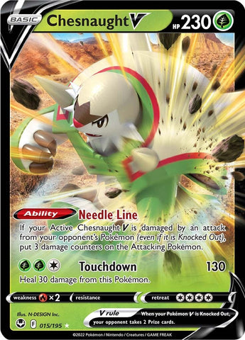 Chesnaught V (015/195) [Sword & Shield: Silver Tempest] - The Mythic Store | 24h Order Processing