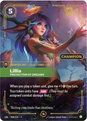 Lillia - Protector of Dreams (Champion) (058/219) [Riftbound Organized Play Promotional Cards] - The Mythic Store | 24h Order Processing
