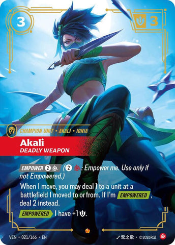 Akali, Deadly Weapon (021/166) [Vendetta] - The Mythic Store | 24h Order Processing