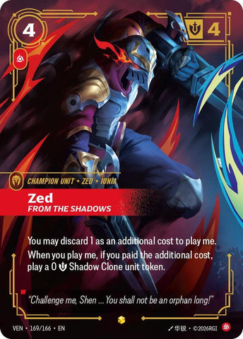 Zed, From the Shadows (Overnumbered) (169/166) [Vendetta] - The Mythic Store | 24h Order Processing