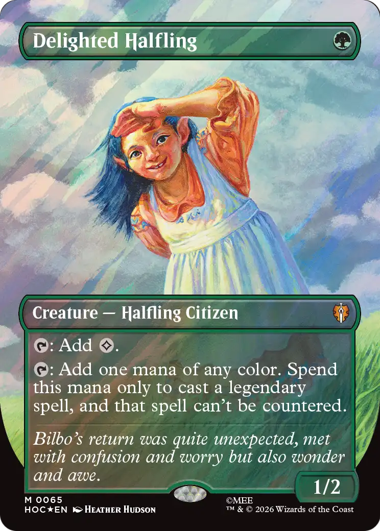 Delighted Halfling (Borderless) (Surge Foil) [The Hobbit] - The Mythic Store | 24h Order Processing