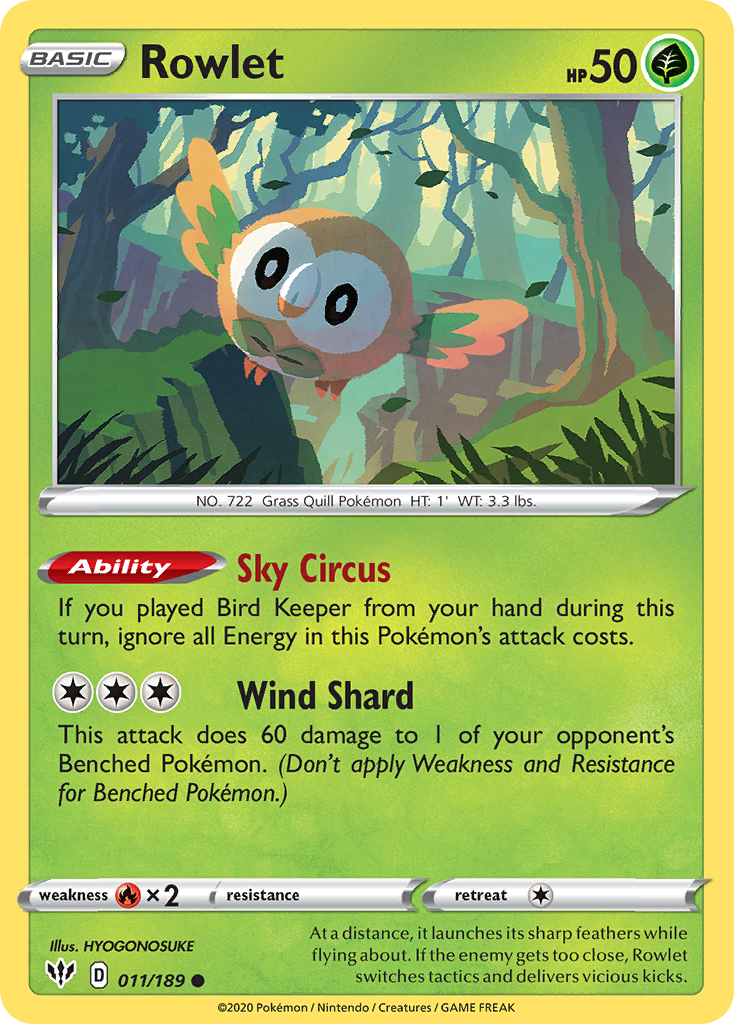 Rowlet (011/189) [Sword & Shield: Darkness Ablaze] - The Mythic Store | 24h Order Processing