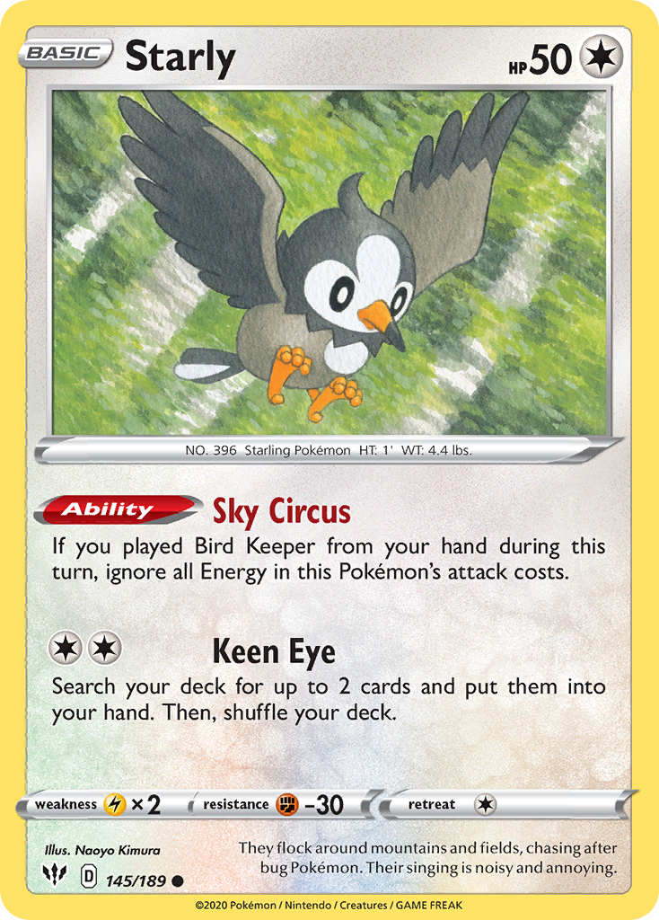 Starly (145/189) [Sword & Shield: Darkness Ablaze] - The Mythic Store | 24h Order Processing