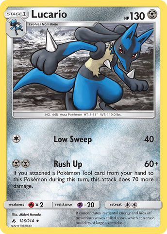 Lucario (126/214) (Theme Deck Exclusive) [Sun & Moon: Unbroken Bonds] - The Mythic Store | 24h Order Processing