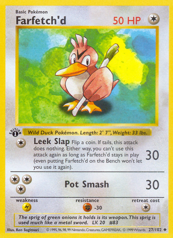 Farfetch'd (27/102) (Shadowless) [Base Set 1st Edition] - The Mythic Store | 24h Order Processing