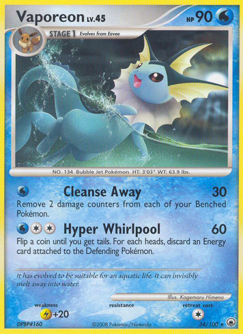 Vaporeon (34/100) [Diamond & Pearl: Majestic Dawn] - The Mythic Store | 24h Order Processing