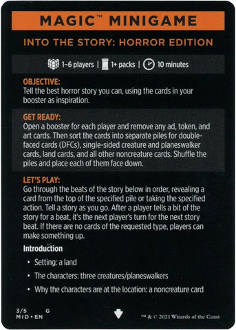 Into the Story: Horror Edition (Magic Minigame) [Innistrad: Midnight Hunt Minigame] - The Mythic Store | 24h Order Processing