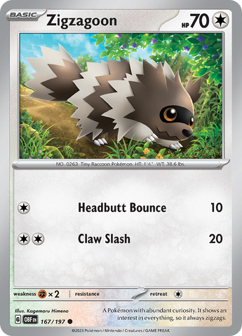 Zigzagoon (167/197) [Scarlet & Violet: Obsidian Flames] - The Mythic Store | 24h Order Processing