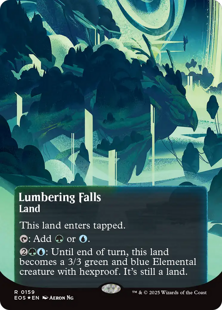 Lumbering Falls (0159) (Borderless) (Galaxy Foil) [Edge of Eternities: Stellar Sights] - The Mythic Store | 24h Order Processing