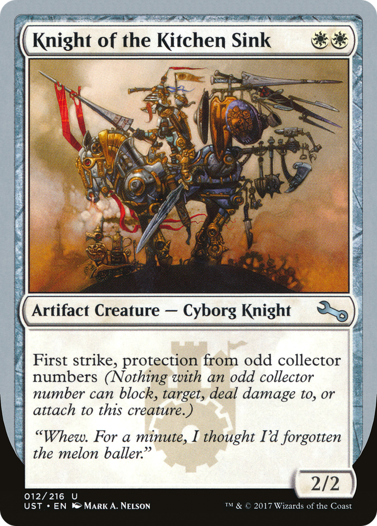 Knight of the Kitchen Sink ("protection from odd collector numbers") [Unstable] - The Mythic Store | 24h Order Processing