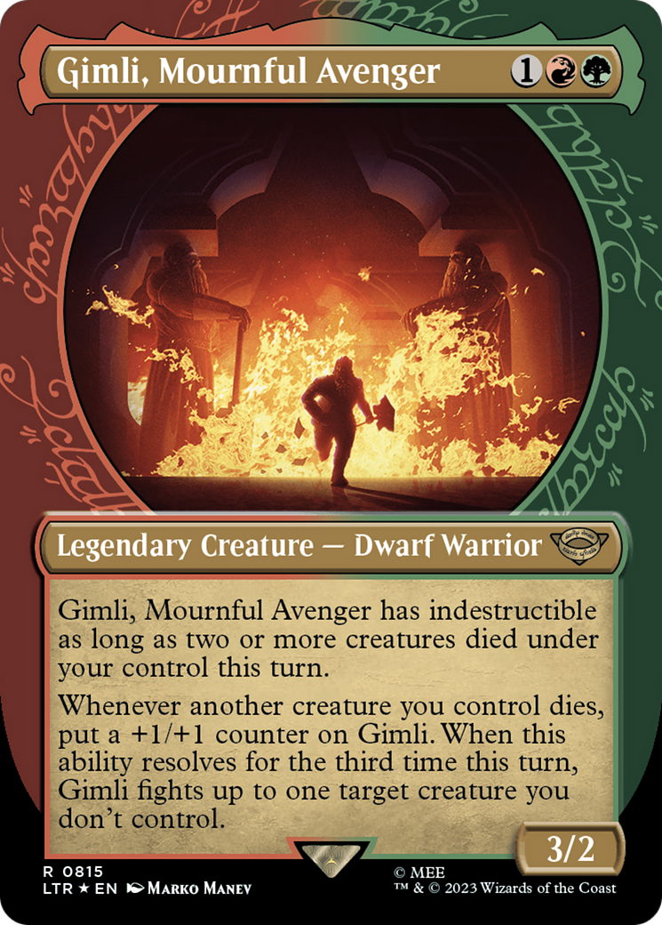 Gimli, Mournful Avenger (Showcase) (Surge Foil) [The Lord of the Rings: Tales of Middle-Earth] - The Mythic Store | 24h Order Processing