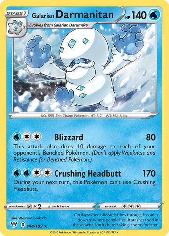 Galarian Darmanitan (044/189) (Cracked Ice Holo) (Theme Deck Exclusive) [Sword & Shield: Darkness Ablaze] - The Mythic Store | 24h Order Processing