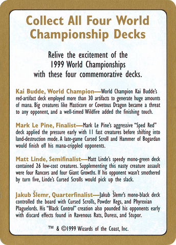 1999 World Championships Ad [World Championship Decks 1999] - The Mythic Store | 24h Order Processing