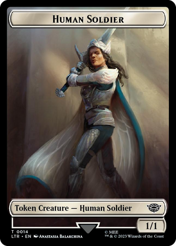 Human Soldier (0014) // Food (0023) Double-Sided Token (Surge Foil) [The Lord of the Rings: Tales of Middle-Earth Tokens] - The Mythic Store | 24h Order Processing