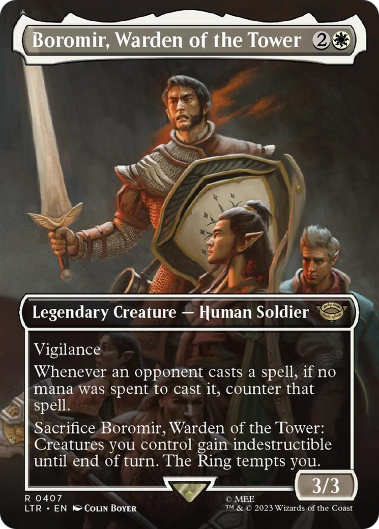 Boromir, Warden of the Tower (Borderless Alternate Art) [The Lord of the Rings: Tales of Middle-Earth] - The Mythic Store | 24h Order Processing