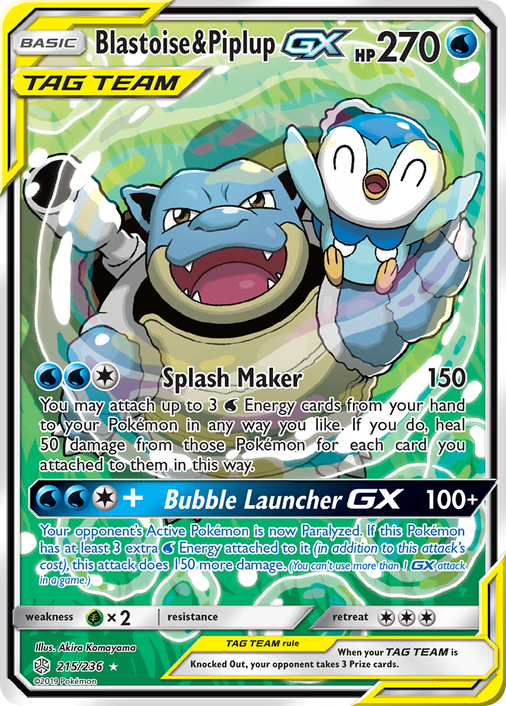 Blastoise & Piplup GX (215/236) [Sun & Moon: Cosmic Eclipse] - The Mythic Store | 24h Order Processing