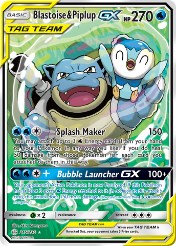Blastoise & Piplup GX (215/236) [Sun & Moon: Cosmic Eclipse] - The Mythic Store | 24h Order Processing
